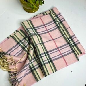 Luxury Pink Plaid Scarf Cashmere Feel | Burberry Style Fringe Wrap